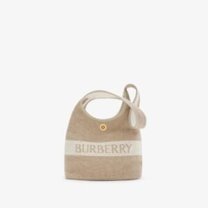 BURBERRY SMALL LOGO CANVAS SHOULDER BAG